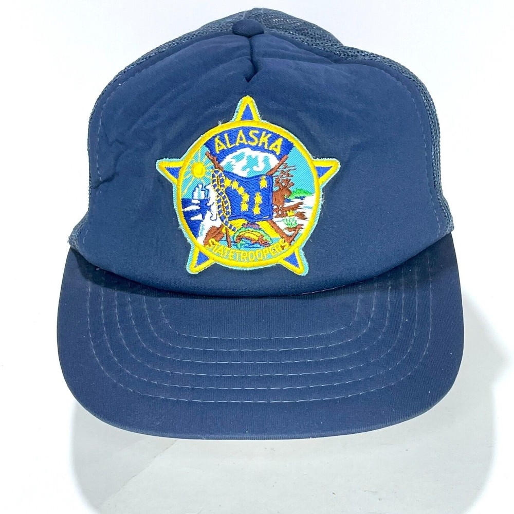 Vintage Alaska State Trooper Snapback Cap Embroidered Patch Mesh back